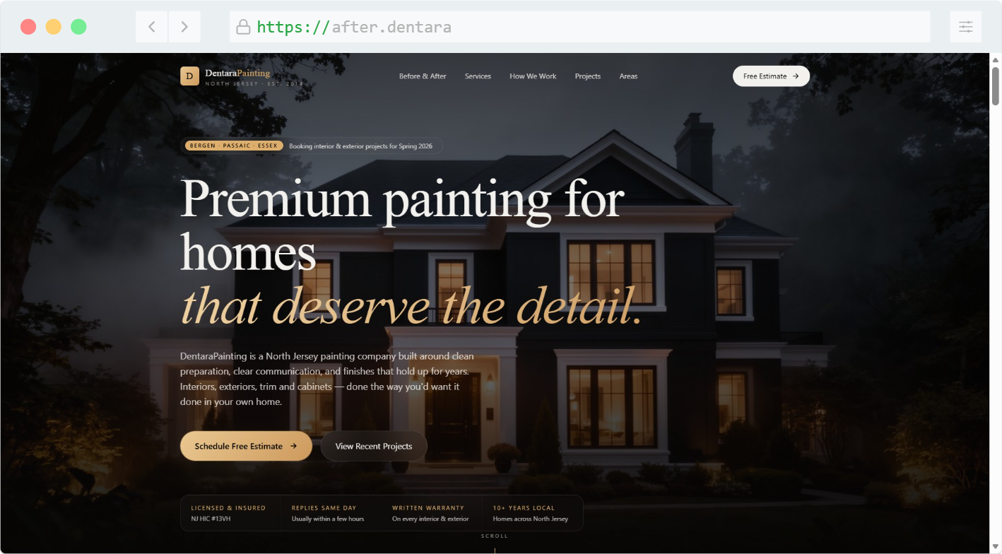 Painters site after Dentara